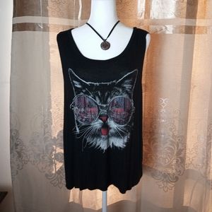 Cat Print sleeveless shirt